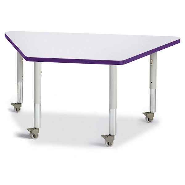 Jonti-Craft Berries Trapezoid Activity Tables, 24 in. x 48 in., Mobile, Freckled Gray/Purple/Gray 6438JCM004 - main